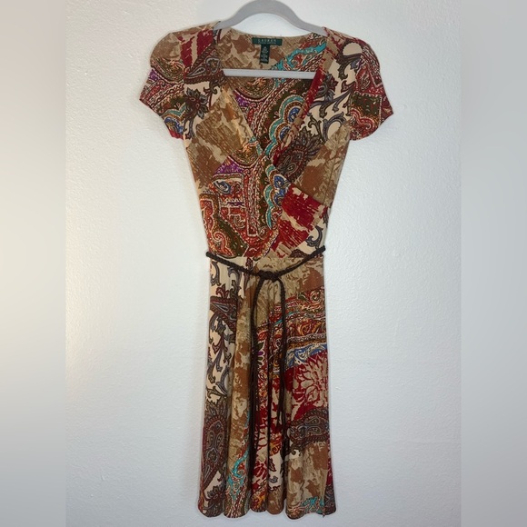 🌟 Lauren Ralph Lauren Paisley Faux Wrap Dress - XS (NWOT) 🌟 - Picture 1 of 8